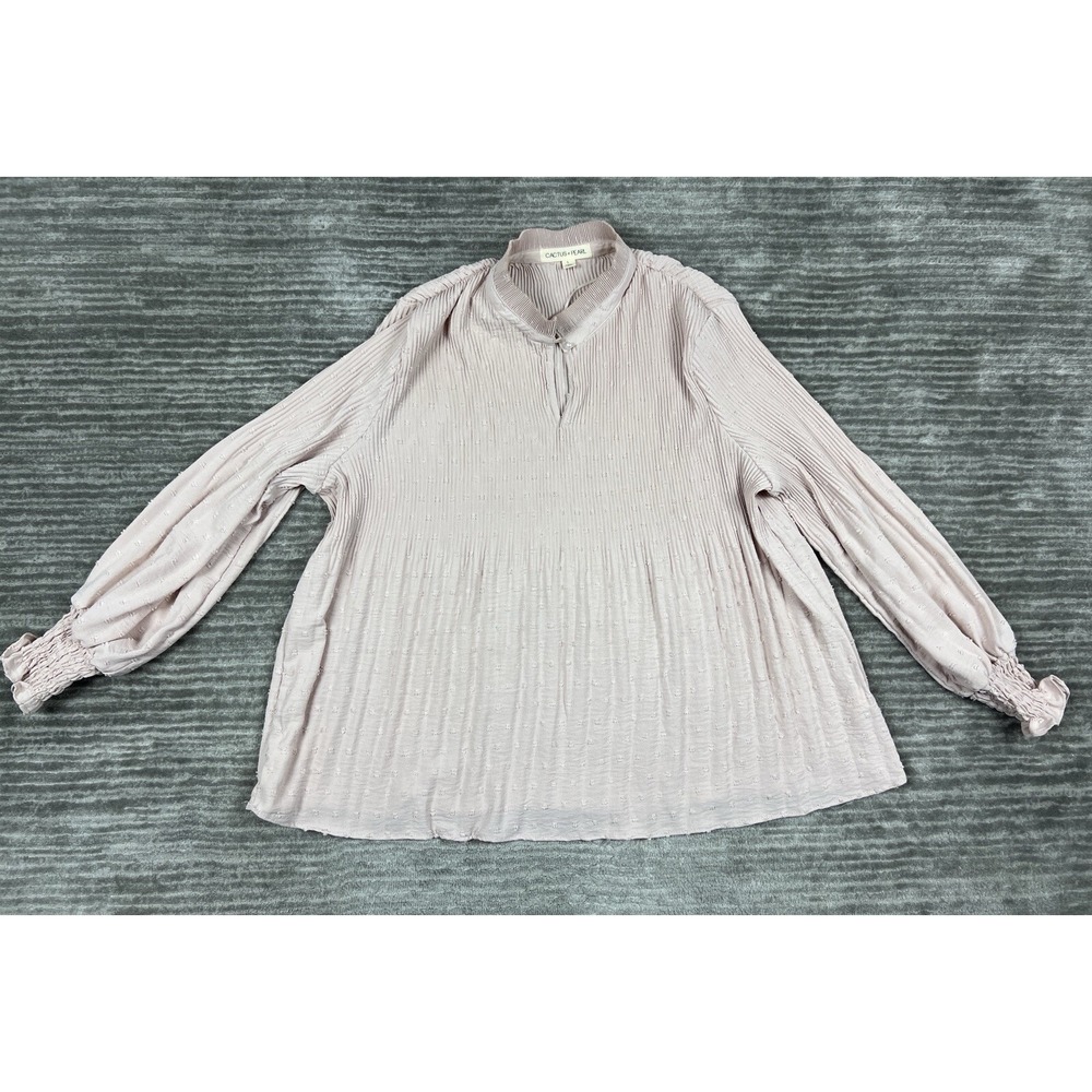 Cactus‎ + Pearl Top Womens Large Pink Accordian Polyester Longsleeve